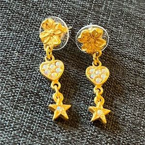 🥳Host Pick 🎉 Vintage 80s Flower, Heart, Star rhinestone earrings